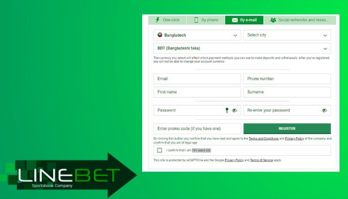 register in order to become a full user of LineBet.